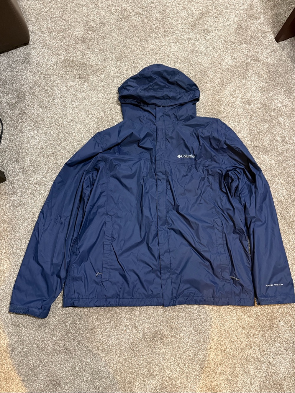 Columbia Men’s Navy Hooded Rain Shell Jacket